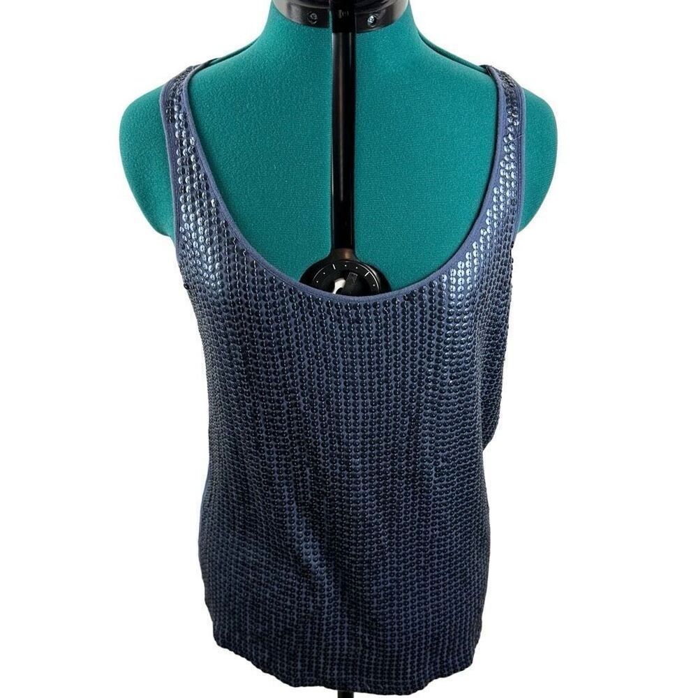 J. Crew navy sequin top- size M